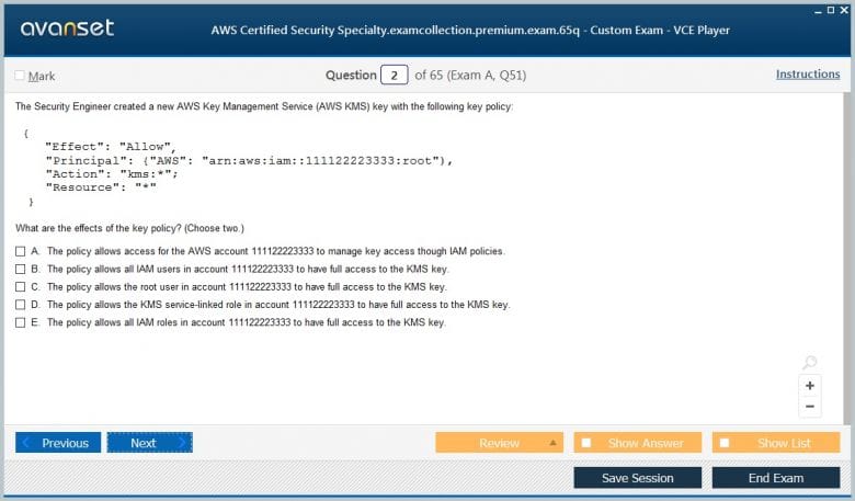 AWS Certified Security - Specialty Premium VCE Screenshot #1